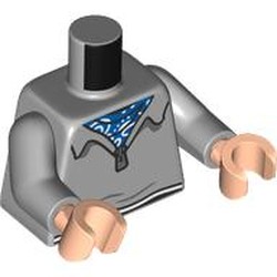 LEGO part 973c14h02pr0010 Torso, Light Bluish Gray Arms, Light Nougat Hands with print in Medium Stone Grey/ Light Bluish Gray