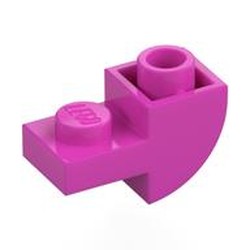 LEGO part 5847 Brick Curved Inverted 1 x 2 with 1 x 1 Cutouts in Bright Purple/ Dark Pink