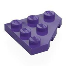 LEGO part 2450 Wedge Plate 3 x 3 Cut Corner in Medium Lilac/ Dark Purple