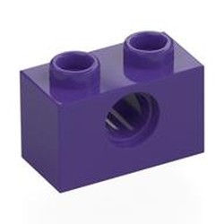 LEGO part 3700 Technic Brick 1 x 2 [1 Pin Hole] in Medium Lilac/ Dark Purple
