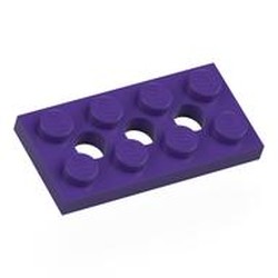 LEGO part 3709 Technic Plate 2 x 4 [3 Holes] in Medium Lilac/ Dark Purple