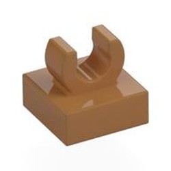 LEGO part 15712 Tile Special 1 x 1 with Clip with Rounded Edges in Medium Nougat
