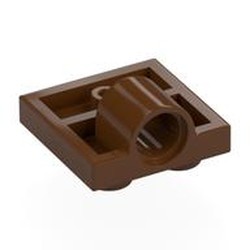 LEGO part 10247 Plate Special 2 x 2 with 1 Pin Hole [Complete Underside Rib] in Reddish Brown