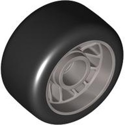 LEGO part 105162 Wheel Rim 24 x 13.4 with Black Slick Tyre in Silver Metallic/ Flat Silver