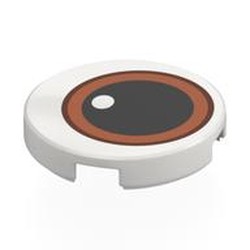 LEGO part 14769pr0031 Tile Round 2 x 2 with print in White