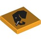 Tile 2 x 2 with Black Elephant Head print