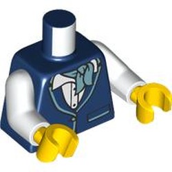 LEGO part 65886pr0009 Tile Special 2 x 3 with 2 Clips without Tab between Clips with Silver Solar Panel print in Earth Blue/ Dark Blue