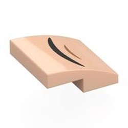 LEGO part 15068pr0047 Slope Curved 2 x 2 x 2/3 with Black/Nougat Curved Line (Mouth) print in Light Nougat
