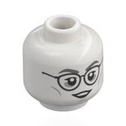 LEGO part 28621pr0141 Minifig Head with print in White