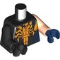 Torso, Odd Arms and Hands, Bright Orange Muslced Chest, Spider-Shaped Venomized Ooze, Dark Blue Shapes print, Left Light Nougat Arm and Dark Blue Hand, Right Black Arm and Hand
