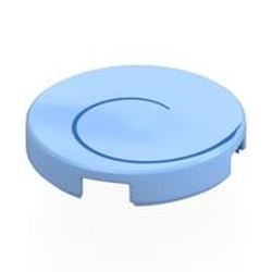 LEGO part 14769pr0054 Tile Round 2 x 2 with Dark Blue Spiral, Left Print in Light Royal Blue/ Bright Light Blue