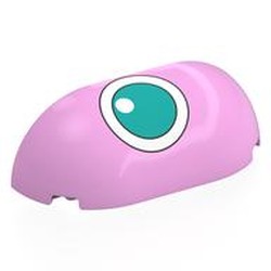 LEGO part 7518pr0002 Brick Round, Curved 2 x 4 x 2, Half, No Studs, Dark Turquoise Jigglypuff Right Eye Print in Light Purple/ Bright Pink