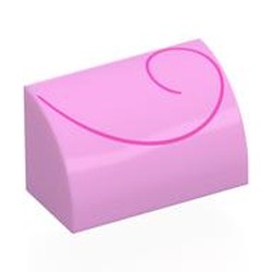 LEGO part 37352pr9999 Brick Curved 1 x 2 x 1 No Studs, Dakr Pink Large Sprial Print in Light Purple/ Bright Pink