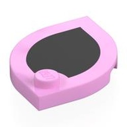 LEGO part 7530pr0001 Plate Special 3 x 3 with Rounded Corners, 1 Stud with Black Print in Light Purple/ Bright Pink