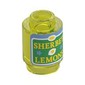 Brick Round 1 x 1 Open Stud with Jar, 'SHERBEY LEMONS', Green Background, Sand Blue Border print