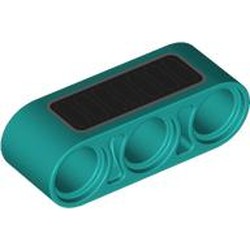 LEGO part 32523pr0003 Technic Beam 1 x 3 Thick with Black Rectangle, Silver Border print in Bright Bluish Green/ Dark Turquoise