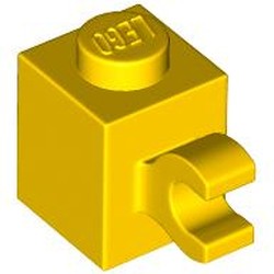 LEGO part 60476 Brick Special 1 x 1 with Clip Horizontal in Bright Yellow/ Yellow