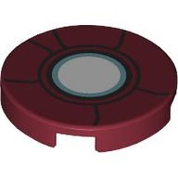 LEGO part 14769pr0173 Tile Round 2 x 2 with print in Dark Red