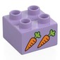 Duplo Brick 2 x 2 with 2 Carrots Print