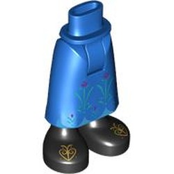 LEGO part 59794c01pr0016 Minidoll Hips and Skirt with Exposed Ankles with print in Bright Blue/ Blue