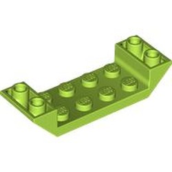 LEGO part 22889 Slope Inverted 45° 6 x 2 Double with 2 x 4 Recessed in Bright Yellowish Green/ Lime