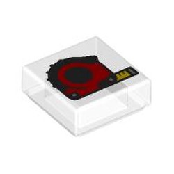 LEGO part 3070bpr0053 Tile 1 x 1 with Red Tape Measure print in Transparent/ Trans-Clear