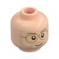 Minifig Head Ryland Grace, Dark Tan Eyebrows, Stubbled Beard, Gold Glasses / Open Mouth Smile