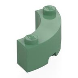 LEGO part 5152 Brick Round Corner 3 x 3 Macaroni with 2 Studs in Sand Green