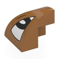 LEGO part 7528pr0004 Brick Curved Double 2 x 2 x 1 2/3 Corner with print in Medium Nougat