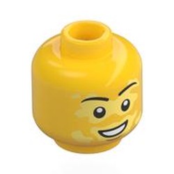 LEGO part 28621pr0120 Minifig Head with print in Bright Yellow/ Yellow