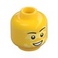 Minifig Head, Black Eyebrows, Tan Vitiligo, Chin Dimple, Open Mouth Crooked Smile