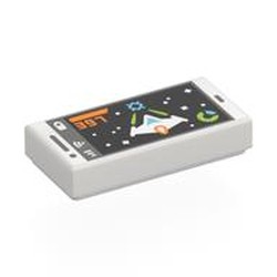 LEGO part 3069bpr0282 Tile 1 x 2 with print in White