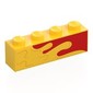 Brick 1 x 4 with Yellow Splotch/Wave on Red Background print