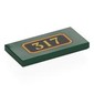 Tile 2 x 4 with Train Sign, Gold '317', Border on Black Background print