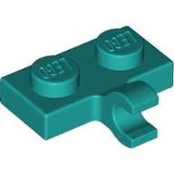 LEGO part 11476 Plate Special 1 x 2 with Clip Horizontal on Side in Bright Bluish Green/ Dark Turquoise