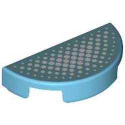 LEGO part 1748pr0001 Tile Round 1 x 2 Half Circle with Dark Turquoise Surface, White Dots print in Medium Azure