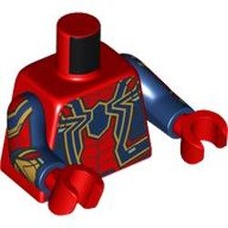LEGO part 973c05h22pr0009 Torso, Dark Blue Arms, Red Hands with print in Bright Red/ Red