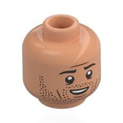 LEGO part 28621pr0168 Minifig Head with print in Nougat
