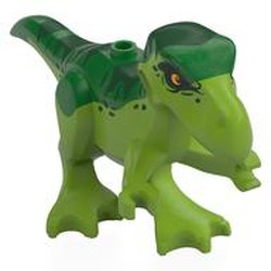 LEGO part 114764pr0001 Animal, Dinosaur, T-rex Baby with Yellow Eyes, Dark Green Top print in Bright Yellowish Green/ Lime