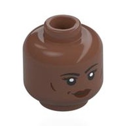 LEGO part 28621pr0183 Minifig Head with print in Medium Brown