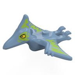 LEGO part 6937pr0002 Animal, Dinosaur, Pteranodon with Yellow Eyes, Lime Markings print in Sand Blue