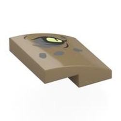 LEGO part 15068pr0088 Brick Curved 2 x 2 x 2/3 with print in Sand Yellow/ Dark Tan