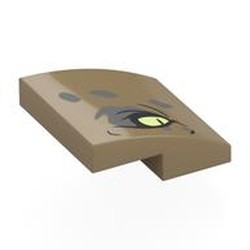 LEGO part 15068pr0085 Brick Curved 2 x 2 x 2/3 with print in Sand Yellow/ Dark Tan