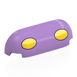 LEGO part 4045pr0003 Brick Curved 1 x 4 x 1 Rounded Ends with Yellow Ovals / Headlights print in Medium Lavender
