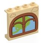 Panel 1 x 4 x 3 [Side Supports / Hollow Studs] with Nougat Window, Green Tree, Medium Blue Background print