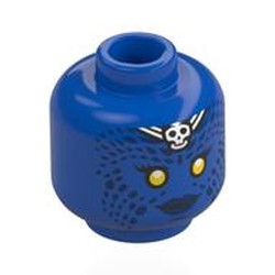 LEGO part 28621pr0221 Minifig Head with Print in Bright Blue/ Blue