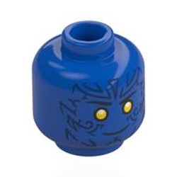 LEGO part 28621pr0222 Minifig Head with Print in Bright Blue/ Blue