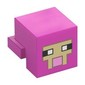 Minifig Head Special, Cube with Rear Ledge, Pixelated Tan Face with Bright Pink Mouth with Dark Tan Border Print