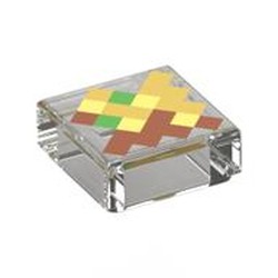 LEGO part 3070bpr0055 Tile 1 x 1 with print in Transparent/ Trans-Clear