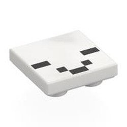 LEGO part 11203pr0028 Tile Special 2 x 2 Inverted with Pixelated Ghast print in White